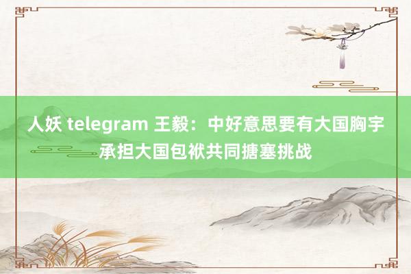 人妖 telegram 王毅:中好意思要有大国胸宇 承担大国包袱共同搪塞挑战