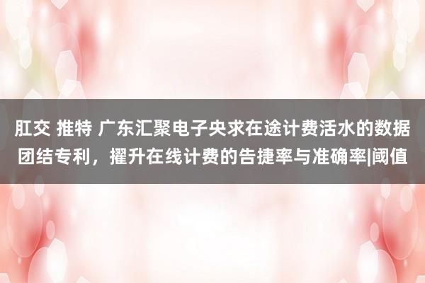 肛交 推特 广东汇聚电子央求在途计费活水的数据团结专利，擢升在线计费的告捷率与准确率|阈值
