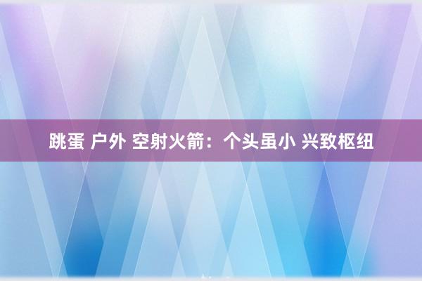 跳蛋 户外 空射火箭：个头虽小 兴致枢纽