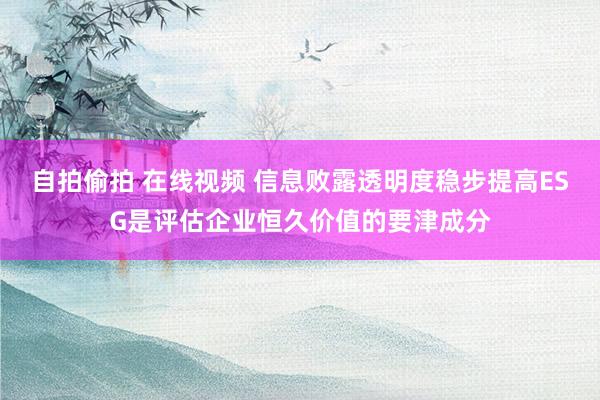 自拍偷拍 在线视频 信息败露透明度稳步提高ESG是评估企业恒久价值的要津成分