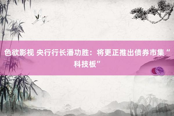 色欲影视 央行行长潘功胜：将更正推出债券市集“科技板”