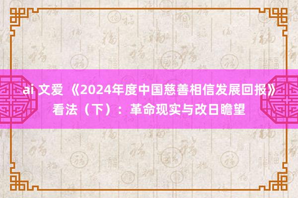 ai 文爱 《2024年度中国慈善相信发展回报》看法（下）：革命现实与改日瞻望